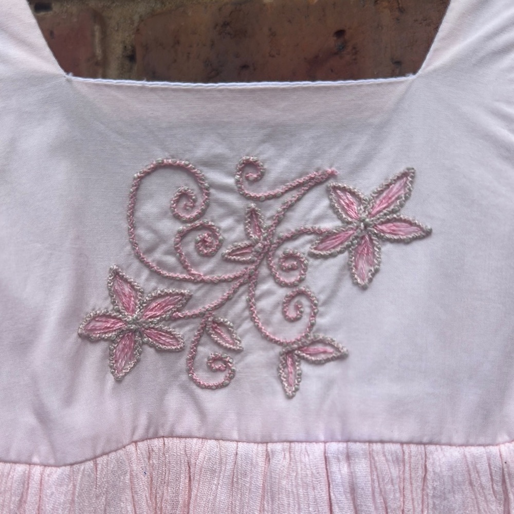 Well Dressed Wolf Daydream Pink Gauze Flutter Cap Sleeve Dress Floral Embroidery - Picture 2 of 8